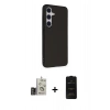 MARSİLYAN™- Galaxy S24 Kılıf Akış Asil Koleksiyonu - Siyah 6D Antistatik Mat Seramik Hayalet Nano Ekran Koruyucu + Bilvis Titan Kamera Lens - GD