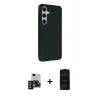 MARSİLYAN™- Galaxy S24 Kılıf Akış Asil Koleksiyonu - Siyah 6D Antistatik Mat Seramik Hayalet Nano Ekran Koruyucu + PVD Metal Kamera Lens - SH