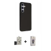 MARSİLYAN™- Galaxy S24 Kılıf Akış Asil Koleksiyonu - Siyah Bilvis 3D Cam Ekran Koruyucu + Bilvis Titan Kamera Lens - SH