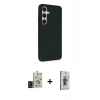 MARSİLYAN™- Galaxy S24 Kılıf Akış Asil Koleksiyonu - Siyah Bilvis 3D Cam Ekran Koruyucu + Bilvis Titan Kamera Lens - SH