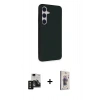 MARSİLYAN™- Galaxy S24 Kılıf Akış Asil Koleksiyonu - Siyah Bilvis 3D Cam Ekran Koruyucu + PVD Metal Kamera Lens - SH