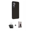 MARSİLYAN™- Galaxy S24 Kılıf Akış Asil Koleksiyonu - Siyah Bilvis Hayalet Cam Ekran Koruyucu + Kamera Lens Koruma Cam - SF
