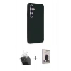 MARSİLYAN™- Galaxy S24 Kılıf Akış Asil Koleksiyonu - Siyah Bilvis Hayalet Cam Ekran Koruyucu + Kamera Lens Koruma Cam - SF