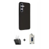 MARSİLYAN™- Galaxy S24 Kılıf Akış Asil Koleksiyonu - Siyah Bilvis Hayalet Cam Ekran Koruyucu + Kamera Lens Koruma Cam - SF