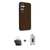 MARSİLYAN™- Galaxy S24 Kılıf Akış Asil Koleksiyonu - Siyah Bilvis Hayalet Cam Ekran Koruyucu + Kamera Lens Koruma Cam - SF