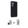 MARSİLYAN™- Galaxy S24 Kılıf Akış Asil Koleksiyonu - Siyah Polymer Nano Ekran Koruyucu + Bilvis Titan Kamera Lens - SH