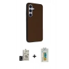 MARSİLYAN™- Galaxy S24 Kılıf Akış Asil Koleksiyonu - Siyah Polymer Nano Ekran Koruyucu + Bilvis Titan Kamera Lens - SH