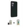 MARSİLYAN™- Galaxy S24 Kılıf Akış Asil Koleksiyonu - Siyah Polymer Nano Ekran Koruyucu + Bilvis Titan Kamera Lens - SH
