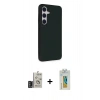 MARSİLYAN™- Galaxy S24 Kılıf Akış Asil Koleksiyonu - Siyah Polymer Nano Ekran Koruyucu + Bilvis Titan Kamera Lens - DNMR
