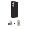 MARSİLYAN™- Galaxy S24 Kılıf Akış Asil Koleksiyonu - Siyah Polymer Nano Ekran Koruyucu + Bilvis Titan Kamera Lens - GD