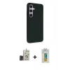 MARSİLYAN™- Galaxy S24 Kılıf Akış Asil Koleksiyonu - Siyah Polymer Nano Ekran Koruyucu + Bilvis Titan Kamera Lens - GD
