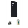 MARSİLYAN™- Galaxy S24 Kılıf Akış Asil Koleksiyonu - Siyah Polymer Nano Ekran Koruyucu + PVD Metal Kamera Lens - SH