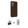 MARSİLYAN™- Galaxy S24 Kılıf Akış Asil Koleksiyonu - Siyah Polymer Nano Ekran Koruyucu + PVD Metal Kamera Lens - SH