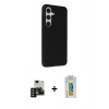 MARSİLYAN™- Galaxy S24 Kılıf Akış Asil Koleksiyonu - Siyah Polymer Nano Ekran Koruyucu + PVD Metal Kamera Lens - SH