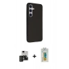 MARSİLYAN™- Galaxy S24 Kılıf Akış Asil Koleksiyonu - Siyah Polymer Nano Ekran Koruyucu + PVD Metal Kamera Lens - SH
