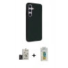 MARSİLYAN™- Galaxy S24 Kılıf Akış Asil Koleksiyonu - Siyah Polymer Nano Ekran Koruyucu + Bilvis Titan Kamera Lens - TMGI