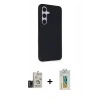 MARSİLYAN™- Galaxy S24 Kılıf Akış Asil Koleksiyonu - Siyah Polymer Nano Ekran Koruyucu + Bilvis Titan Kamera Lens - TMGI