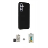 MARSİLYAN™- Galaxy S24 Kılıf Akış Asil Koleksiyonu - Siyah Polymer Nano Ekran Koruyucu + Bilvis Titan Kamera Lens - TMGI