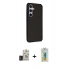 MARSİLYAN™- Galaxy S24 Kılıf Akış Asil Koleksiyonu - Siyah Polymer Nano Ekran Koruyucu + Bilvis Titan Kamera Lens - TMGI