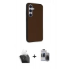 MARSİLYAN™- Galaxy S24 Kılıf Akış Asil Koleksiyonu - Siyah Vanessa Magic Hayalet Cam + Kamera Lens Koruma Cam - SF