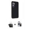 MARSİLYAN™- Galaxy S24 Kılıf Akış Asil Koleksiyonu - Siyah Vanessa Magic Hayalet Cam + Kamera Lens Koruma Cam - SF