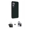 MARSİLYAN™- Galaxy S24 Kılıf Akış Asil Koleksiyonu - Siyah Vanessa Magic Hayalet Cam + Kamera Lens Koruma Cam - SF