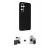 MARSİLYAN™- Galaxy S24 Kılıf Akış Asil Koleksiyonu - Siyah Vanessa Magic Hayalet Cam + PVD Metal Kamera Lens - TNGI