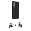 MARSİLYAN™- Galaxy S24 Kılıf Akış Asil Koleksiyonu - Siyah Vanessa Magic Hayalet Cam + PVD Metal Kamera Lens - TNGI