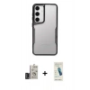 MARSİLYAN™- Galaxy S24 Kılıf Akış Çizgi Koleksiyonu - Şeffaf Pasifik Cam Ekran Koruyucu + Bilvis Titan Kamera Lens - DNMR