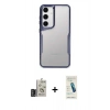 MARSİLYAN™- Galaxy S24 Kılıf Akış Çizgi Koleksiyonu - Şeffaf Pasifik Cam Ekran Koruyucu + Bilvis Titan Kamera Lens - DNMR