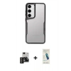 MARSİLYAN™- Galaxy S24 Kılıf Akış Çizgi Koleksiyonu - Şeffaf Pasifik Cam Ekran Koruyucu + PVD Metal Kamera Lens - TNGI