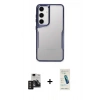 MARSİLYAN™- Galaxy S24 Kılıf Akış Çizgi Koleksiyonu - Şeffaf Pasifik Cam Ekran Koruyucu + PVD Metal Kamera Lens - TNGI