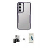 MARSİLYAN™- Galaxy S24 Kılıf Akış Çizgi Koleksiyonu - Şeffaf Pasifik Cam Ekran Koruyucu + PVD Metal Kamera Lens - TNGI