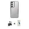 MARSİLYAN™- Galaxy S24 Kılıf Akış Çizgi Koleksiyonu - Şeffaf Pasifik Cam Ekran Koruyucu + PVD Metal Kamera Lens - TNGI