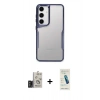 MARSİLYAN™- Galaxy S24 Kılıf Akış Çizgi Koleksiyonu - Şeffaf Pasifik Cam Ekran Koruyucu + Bilvis Titan Kamera Lens - TMGI