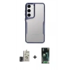 MARSİLYAN™- Galaxy S24 Kılıf Akış Çizgi Koleksiyonu - Siyah 360 Mat Full Body Arka Koruyucu + Bilvis Titan Kamera Lens - DNMR