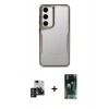 MARSİLYAN™- Galaxy S24 Kılıf Akış Çizgi Koleksiyonu - Siyah 360 Mat Full Body Arka Koruyucu + Derin Mor PVD Metal Kamera Lens