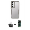 MARSİLYAN™- Galaxy S24 Kılıf Akış Çizgi Koleksiyonu - Siyah 360 Mat Full Body Arka Koruyucu + Kamera Lens Koruma Cam - SF