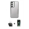 MARSİLYAN™- Galaxy S24 Kılıf Akış Çizgi Koleksiyonu - Siyah 360 Mat Full Body Arka Koruyucu + Kamera Lens Koruma Cam - SF
