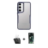 MARSİLYAN™- Galaxy S24 Kılıf Akış Çizgi Koleksiyonu - Siyah 360 Mat Full Body Arka Koruyucu + Kamera Lens Koruma Cam - SF