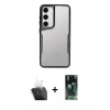 MARSİLYAN™- Galaxy S24 Kılıf Akış Çizgi Koleksiyonu - Siyah 360 Mat Full Body Arka Koruyucu + Kamera Lens Koruma Cam - SF