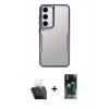 MARSİLYAN™- Galaxy S24 Kılıf Akış Çizgi Koleksiyonu - Siyah 360 Mat Full Body Arka Koruyucu + Kamera Lens Koruma Cam - SF