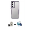 MARSİLYAN™- Galaxy S24 Kılıf Akış Çizgi Koleksiyonu - Siyah 3D Antistatik Cam Ekran Koruyucu + Bilvis Titan Kamera Lens - SH