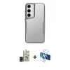 MARSİLYAN™- Galaxy S24 Kılıf Akış Çizgi Koleksiyonu - Siyah 3D Antistatik Cam Ekran Koruyucu + Bilvis Titan Kamera Lens - SH