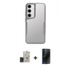 MARSİLYAN™- Galaxy S24 Kılıf Akış Çizgi Koleksiyonu - Siyah 3D Antistatik Hayalet Cam Ekran Koruyucu + Bilvis Titan Kamera Lens - TMGI