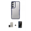 MARSİLYAN™- Galaxy S24 Kılıf Akış Çizgi Koleksiyonu - Siyah 3D Antistatik Hayalet Cam Ekran Koruyucu + Bilvis Titan Kamera Lens - TMGI