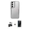 MARSİLYAN™- Galaxy S24 Kılıf Akış Çizgi Koleksiyonu - Siyah 3D Antistatik Hayalet Cam Ekran Koruyucu + PVD Metal Kamera Lens - TNGI