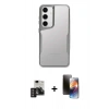 MARSİLYAN™- Galaxy S24 Kılıf Akış Çizgi Koleksiyonu - Siyah 3D Antistatik Mat Seramik Nano Ekran Koruyucu + PVD Metal Kamera Lens - DNMR