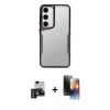 MARSİLYAN™- Galaxy S24 Kılıf Akış Çizgi Koleksiyonu - Siyah 3D Antistatik Mat Seramik Nano Ekran Koruyucu + PVD Metal Kamera Lens - DNMR