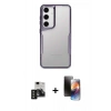 MARSİLYAN™- Galaxy S24 Kılıf Akış Çizgi Koleksiyonu - Siyah 3D Antistatik Mat Seramik Nano Ekran Koruyucu + PVD Metal Kamera Lens - SH
